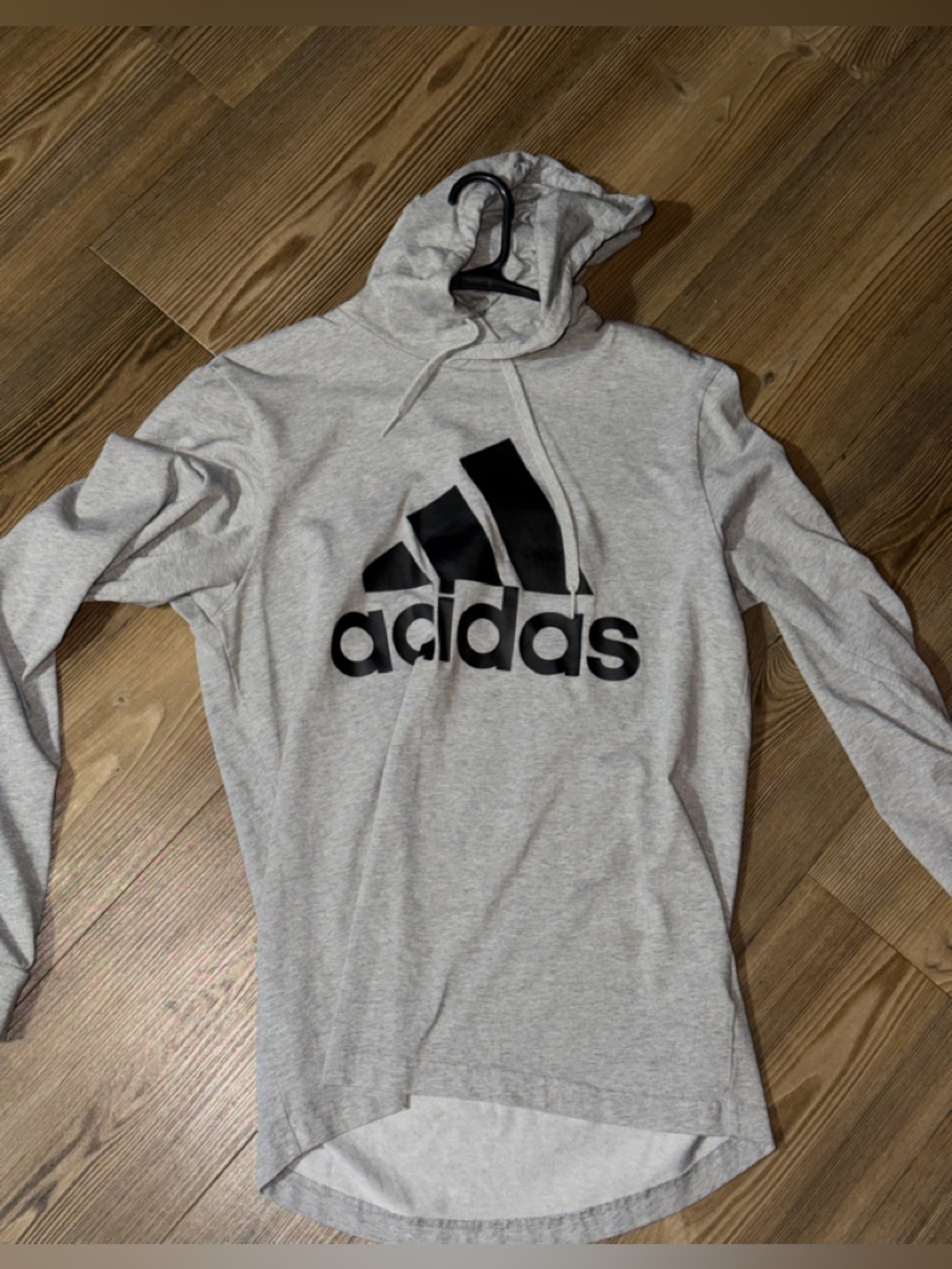adidas Light Gray Shirt with Black Logo and Red Accent